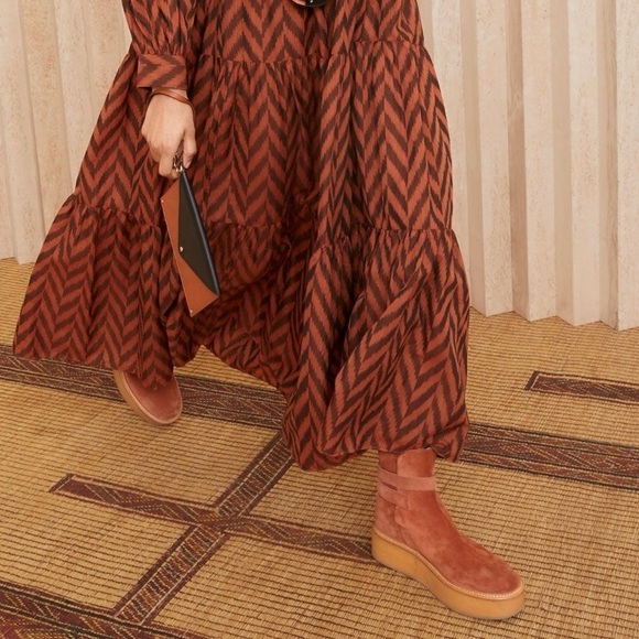 Ulla Johnson Lennox Ankle Buckle Boots in Terracotta Suede EU37 US7 - Picture 5 of 16